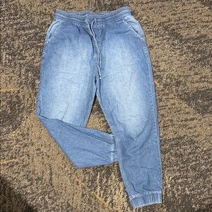 Light Wash Denim Jogger Pants